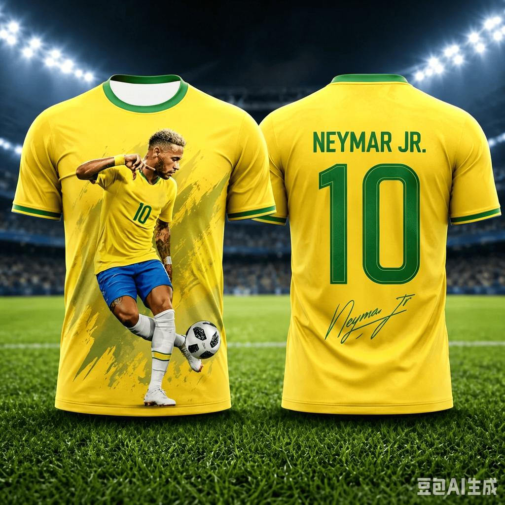 AI New Neymar Soccer Team Uniform 3d Printed Breathable Summer Sports Shirt For Children's Fans Outdoor Soccer Training Jersey