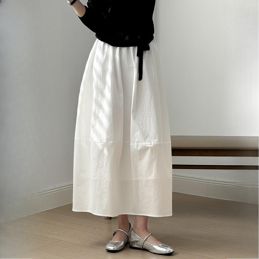

Японская юбка-бутон с высокой талией, весенняя простая юбка-зонтик средней длины с эластичной резинкой на талии S белый