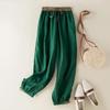 Women's Summer Loose Simple Elastic Waist Pants Cotton and Linen Casual Harem Pants