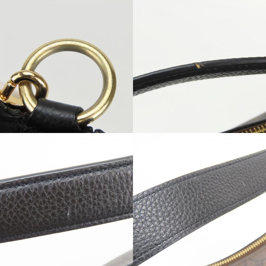 Used COACH Shoulder Bag Signature C1523 PVC/leather Dark Brown Black