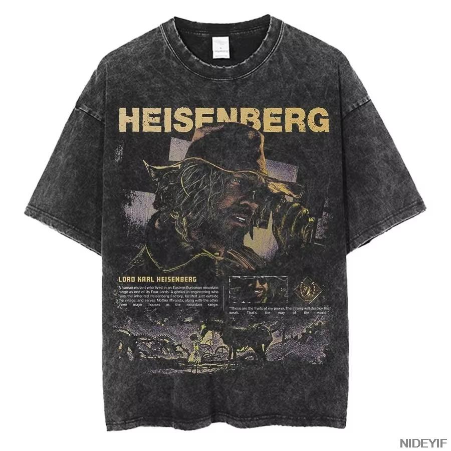 2026 Resident Evil Village T-shirt Oversize 100% Cotone Lavata Vintage per Uomo Donna Moda Tee Hip Hop Streetwear Top