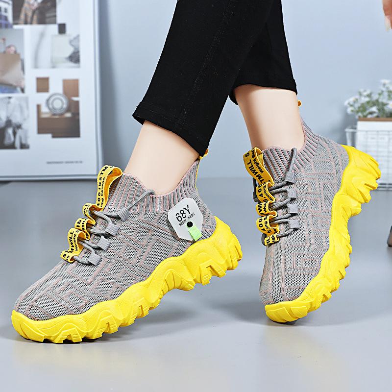 Women's Shoes New Breathable Sneakers Platform Single Shoes Mesh Soft Sole Thick Sole Bright Trend Shoes Women's