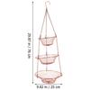 1Set 3-Tier Hanging Basket Wire Fruit Basket Multipurpose Storage Organizer with Solid Wood Base for Kitchen Bathroom Living