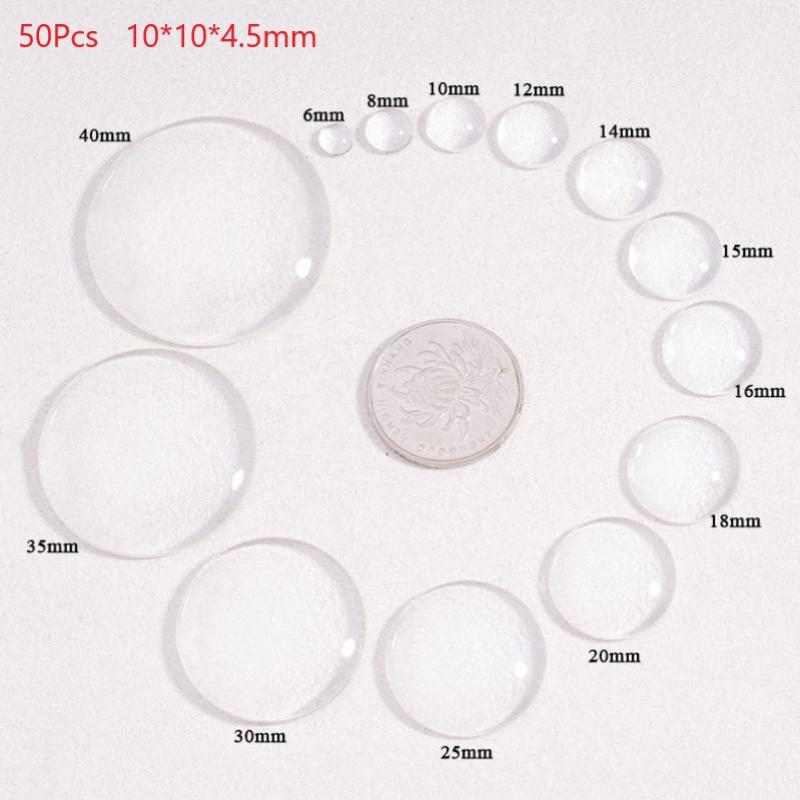 Clear Transparent Round Glass Cabochon 10/50 Pcs 6-40mm Flat Back for Scrapbooking Jewelry Making Craft Supplies