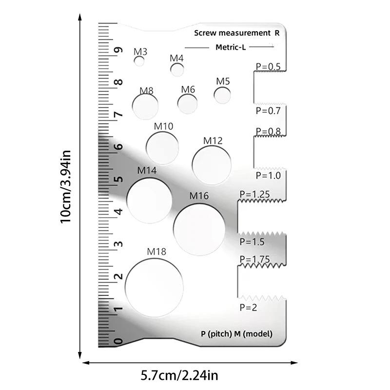 5pc Screw Pitch Stainless Steel Measuring Ruler Portable Industrial and Household Measuring Tool