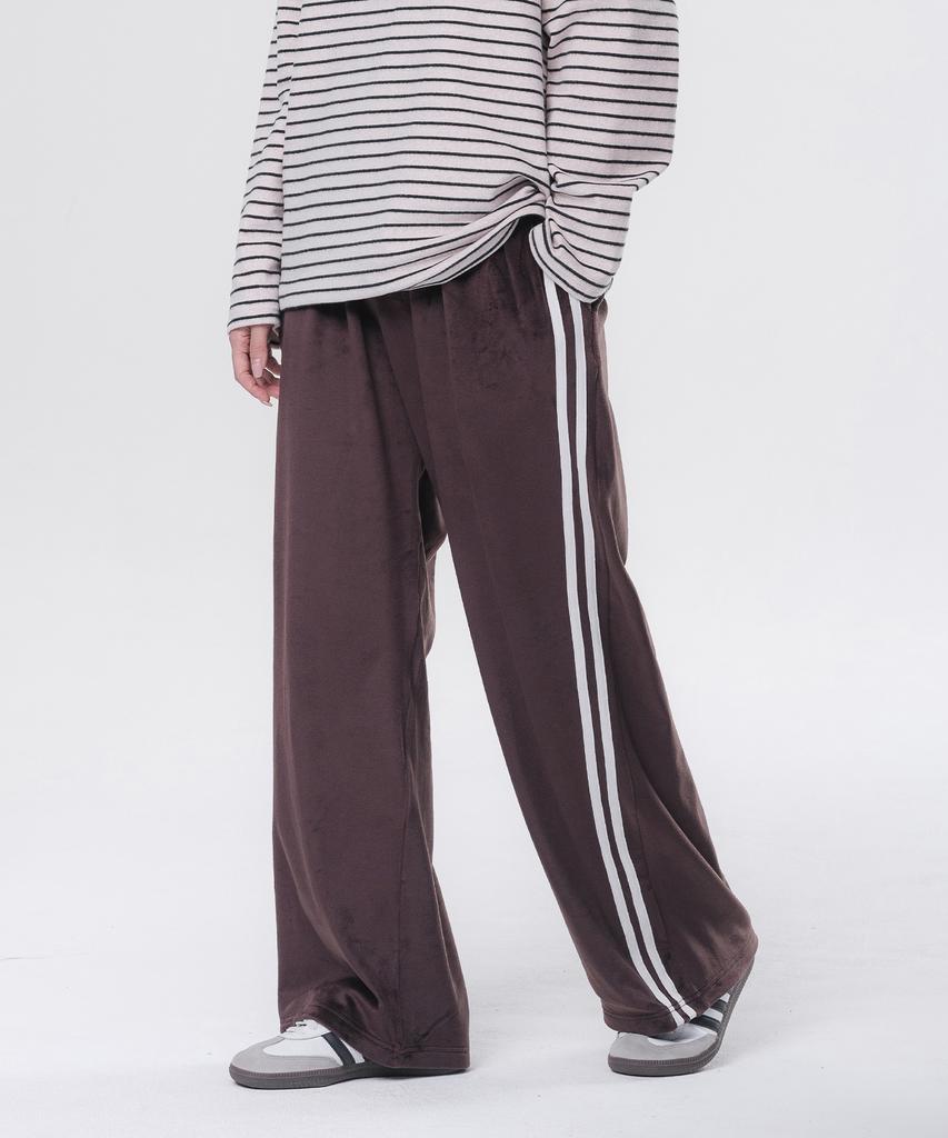 ALVINCLO Velvet Track Wide Elastic Pants Dlx2963 (3 Colors)