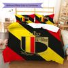 Royal Belgian FA Crest Red Yellow Black Diagonal Stripe Print 3Pcs Duvet Cover Set Belgium Football Bedding Bedroom Decor No Pillow Core Comforter