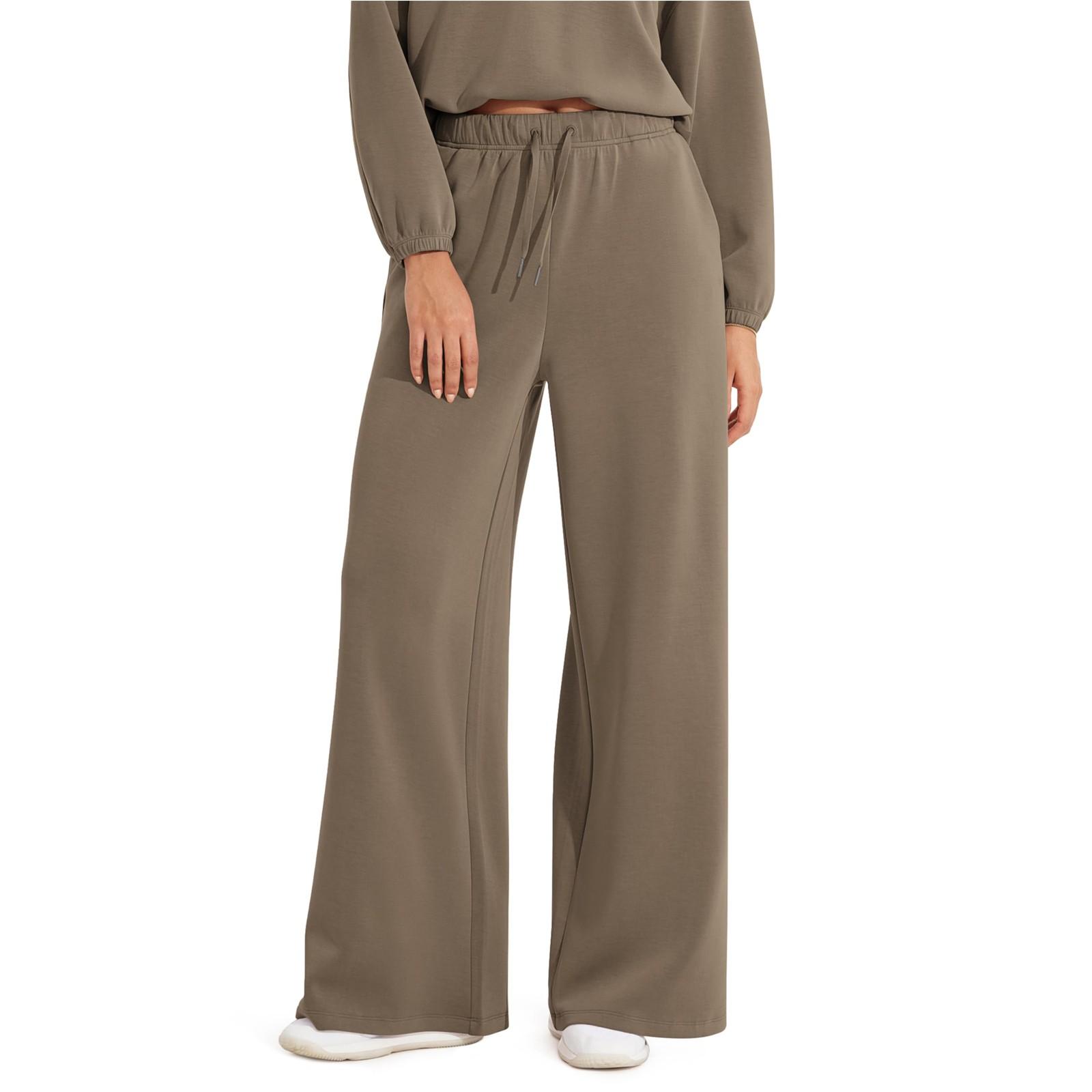 

Жіночі модні вільні штани на талії, однотонні штани-карго, кльош для відпочинку S коричневий