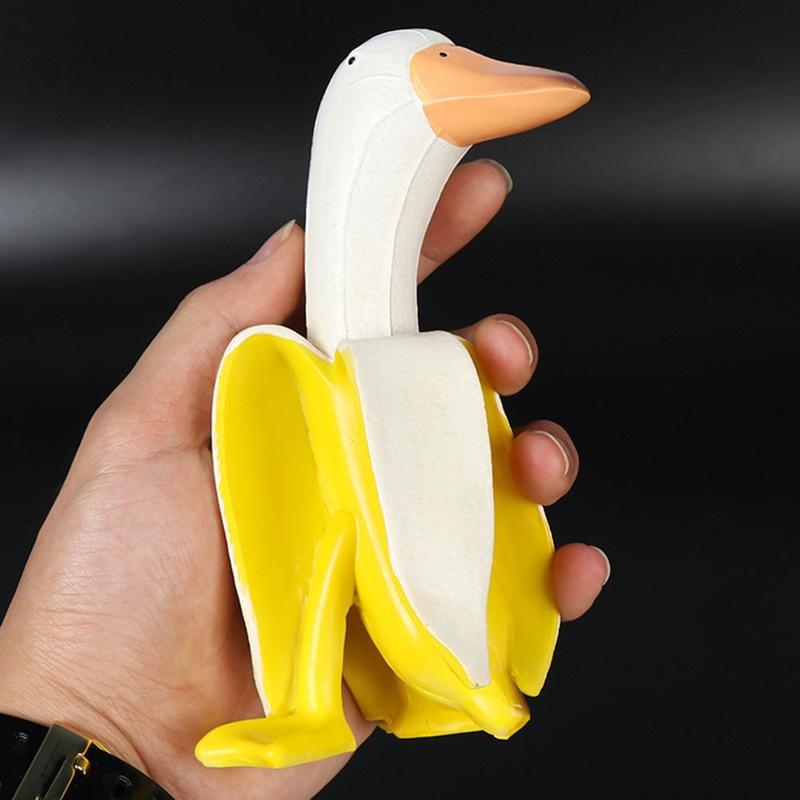 15*8cm banánová kachna na zahradu a dvůr, venkovní dekorace na stůl, zahradní socha, kreativní banánová kachna, socha na dvůr, oloupaná, roztomilá, oloupaná
