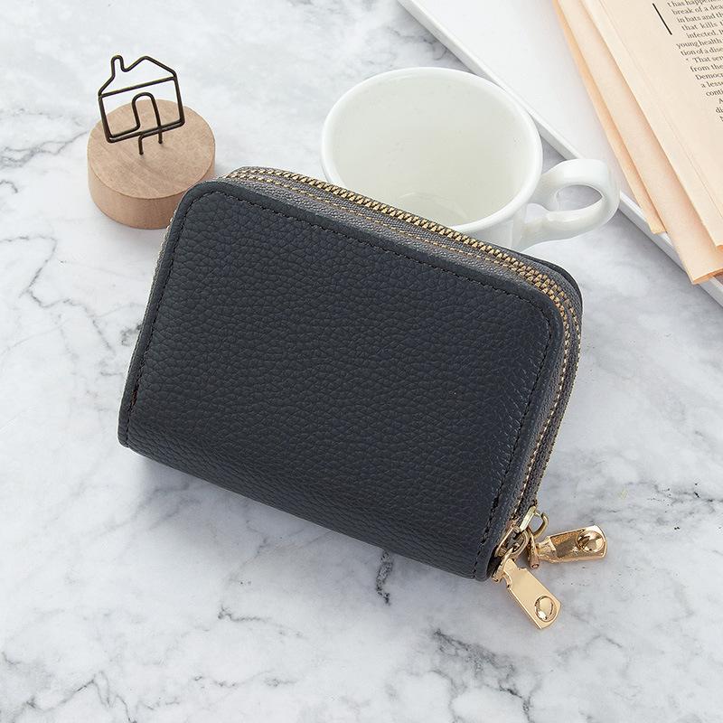 New 2025 Card Bag Women's Short Simple Solid Color Multi-card Large-capacity Zipper Student Change Bag Women