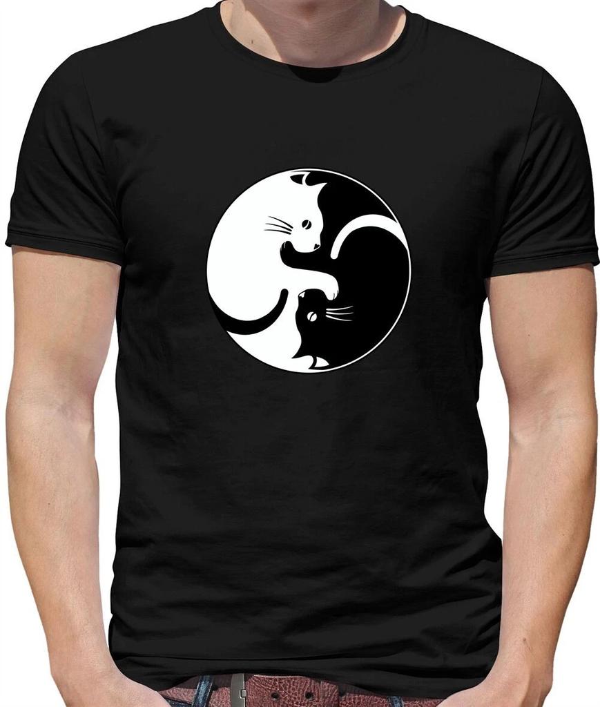 Yin Yang Cat Mens T-Shirt - Kitten - Pussy cat - Spiritual - Pet - Yin and yang