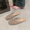 Fashion Women's Shoes 2025 Summer New Mesh Woven Hollowed-out Breathable Ladies Slippers for Women Flat Bottom Sandals Zapatos De Mujer