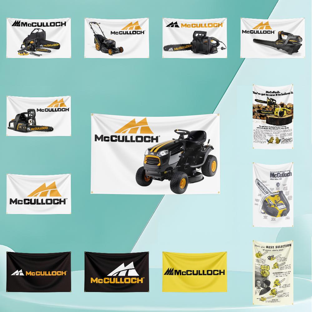 M-mccu-llo-ch chainsaws Tool Flag Polyester Printed Cars Flags Custom Banner Tapestry for Room Garage Decor Power Flag