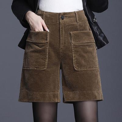 Corduroy Casual Overalls Shorts Women's Loose Five-point Pants High Waist Spring and Autumn Outer Wear Pants