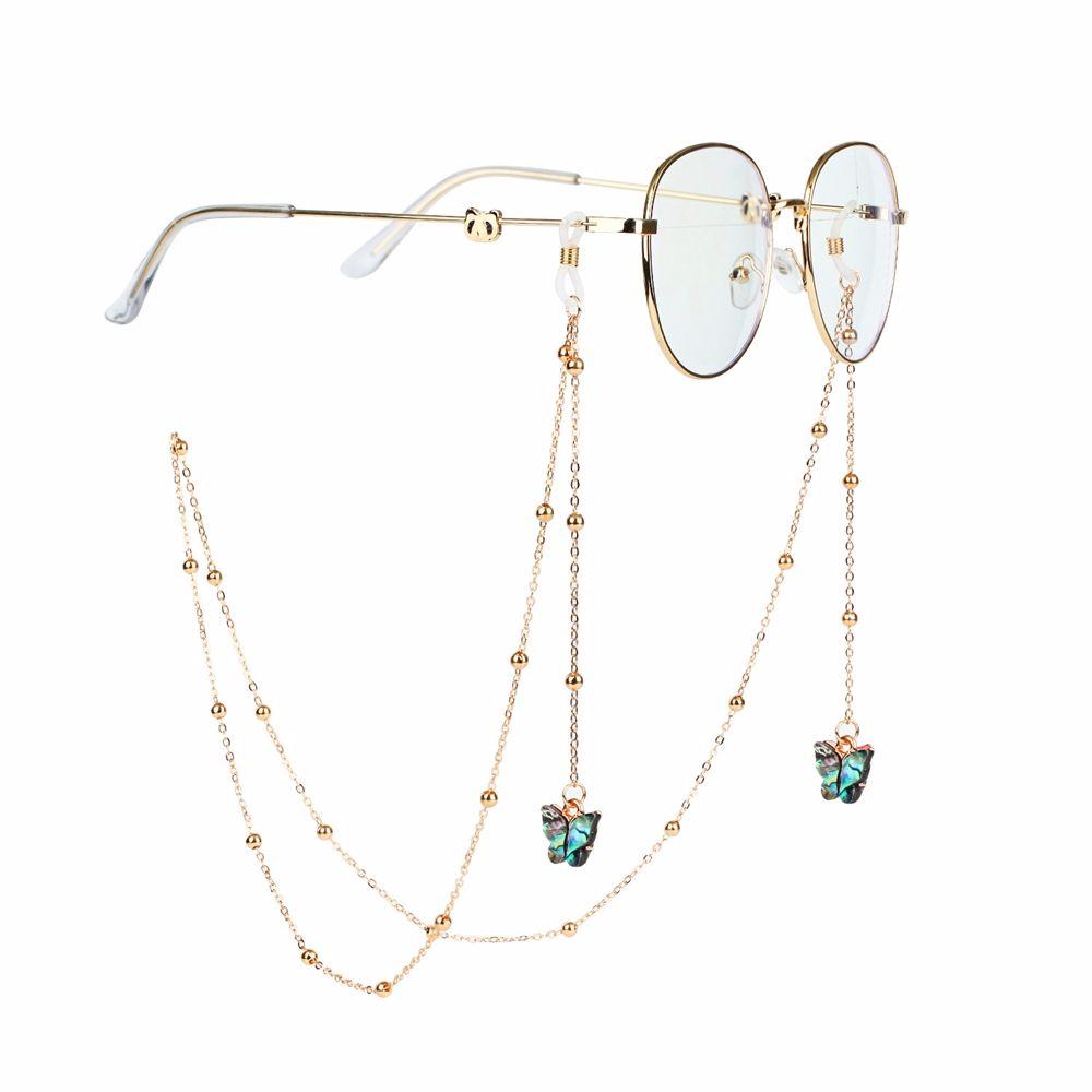 Non-slip Bead Eyewear Anti-lost Butterfly Metal Glasses Chains Neck Strap Mask Hanging Rope