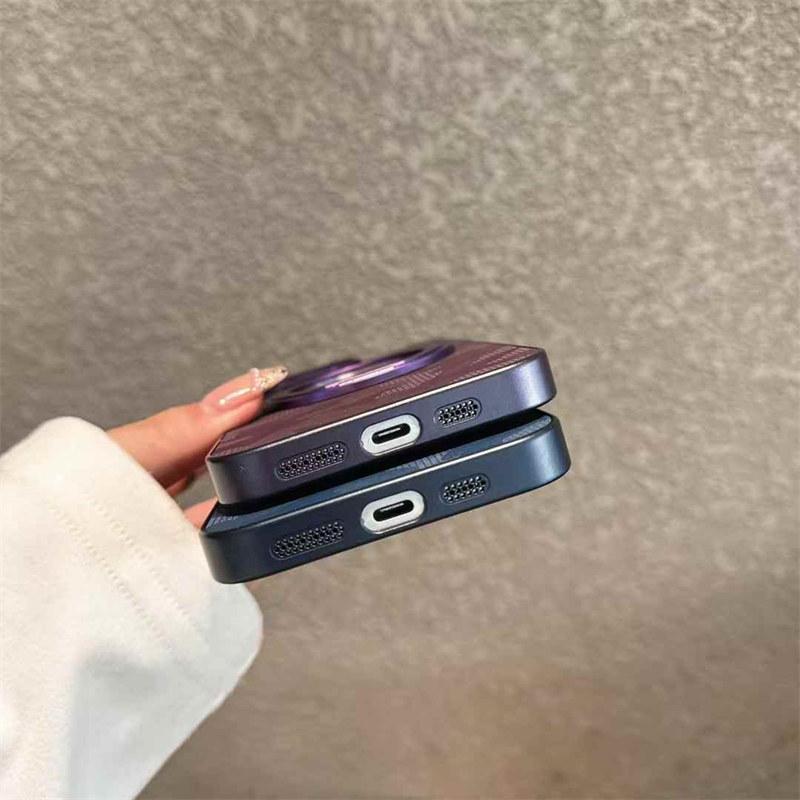 Luxury Camouflage Leather Cooling Frame Magnetic Stand Phone Case iPhone 16 15 14 13 12 Pro Max 11 Plated Shock-protected Rear Cover