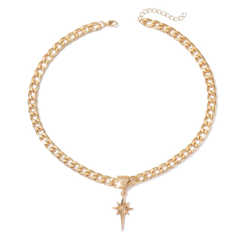 Hip Hop Necklace Accessories Women's Simple Octagram Personality Cuban Thick Chain Niche Clavicle Chain