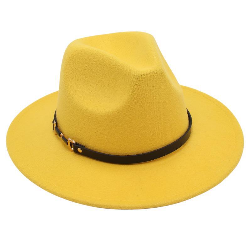 Suit Top Hat American Drama Belt Buckle Jazz Hat Men And Women Felt Hat Woolen Hat Big Brim Fedora Hat Jackson