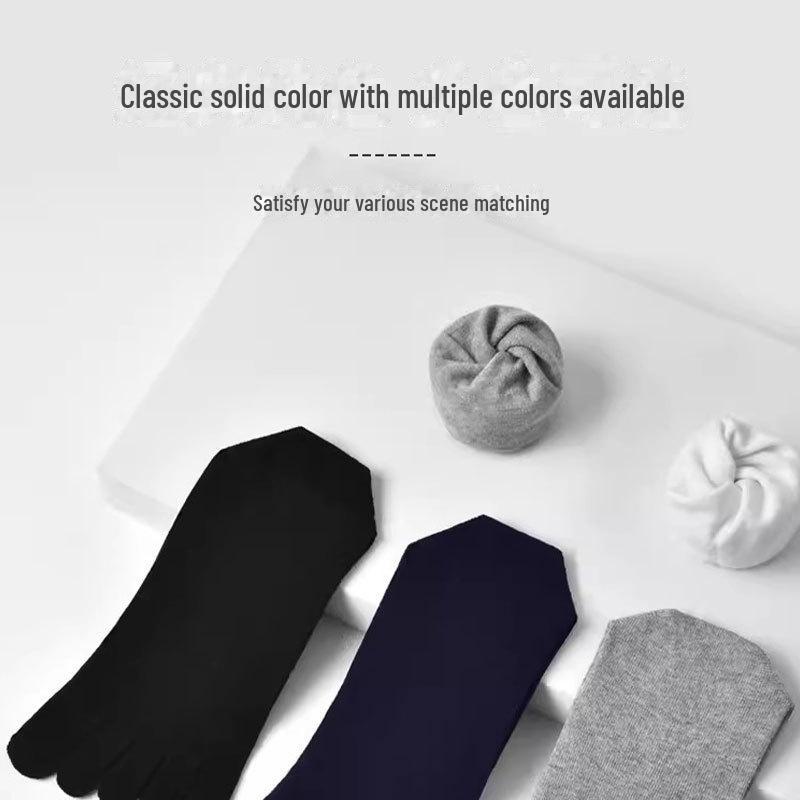 Men's Winter Mid-Tube Five-Toe Sports Socks - 80% Cotton, Deodorant