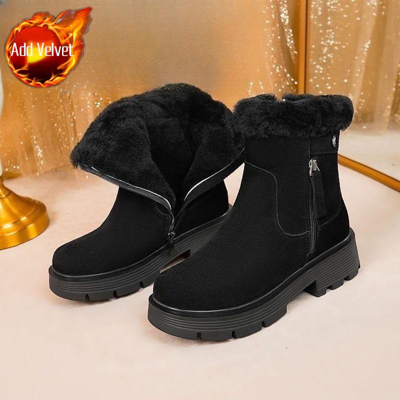 Fashion Round Toe Fleece-lined Women's Snow Boots Winter Platform Ladies Shoes Comfortable and Elegant Trend 2025 Goth Fashion Booties