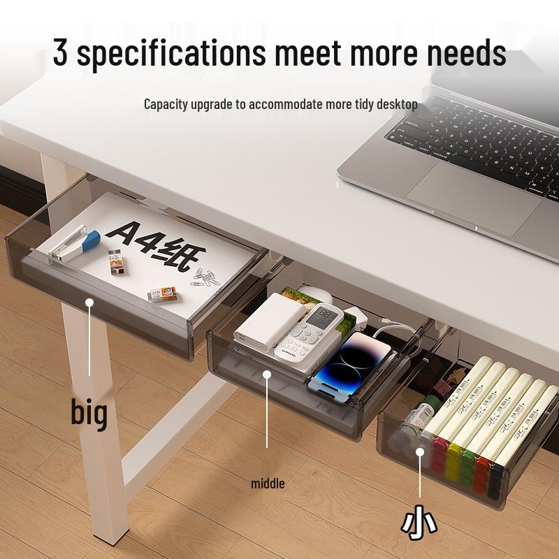 Invisible Under-Desk Storage Drawer for Office Workstation