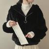 Hooded Plush Thick Section Woolen Jacket Women's Fall and Winter Padded Thickened Zipper Warm Short Coat Cute Fashion