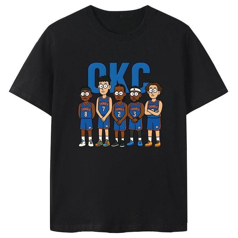 SGA Trend Brand Design Men's and Women's Playoff OKC Fans with The Same Short-sleeved T-shirt Pure Cotton Basketball Sports Top