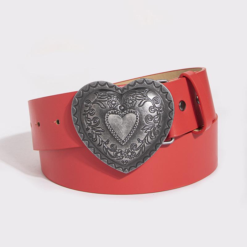 Retro Love Carving Fashion Exquisite Women's Belt Young Jeans Workwear Style Belt Women