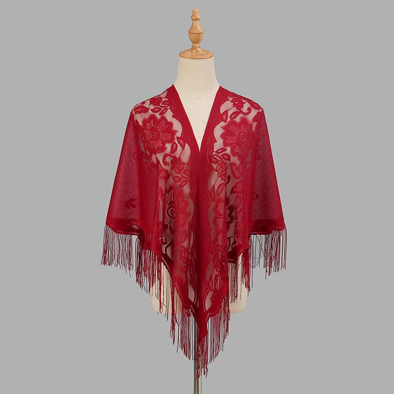 New Lace Women Scarf Shawls Fringe Solid Muslim Hijab Party Shawl KTY