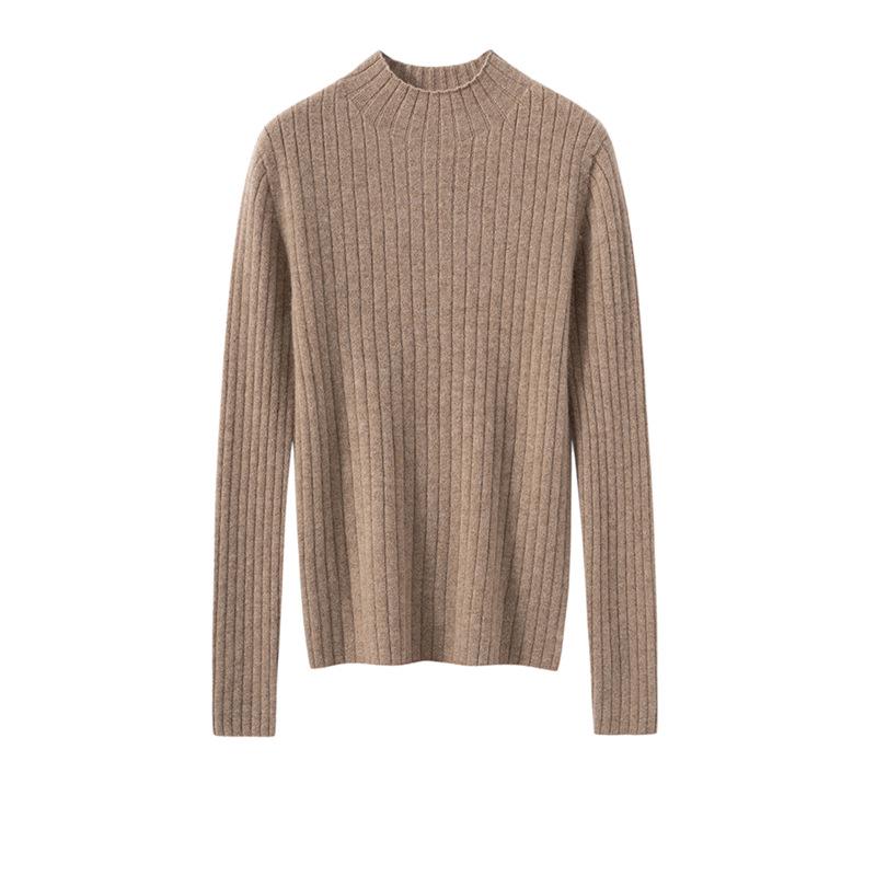 Women's 100% Cashmere High Neck Pullover - Versatile, Solid Color Knit Sweater