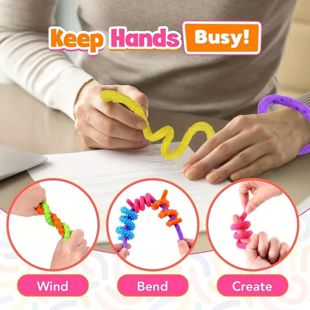 Children's Sensory Stick Fun Stress Relief Toys, Texture Decompression Toys Twistable Foldable Toys
