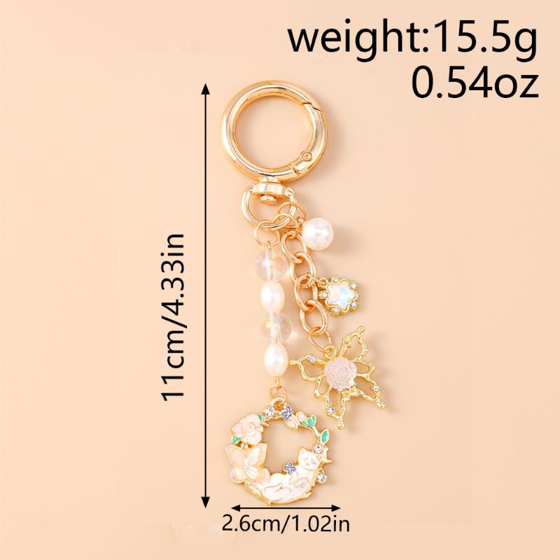 Cute Enamel Garland Keychain Women Girls Flowers Key Ring Pendants Handbag Decor Diy Handmade Jewelry Gifts