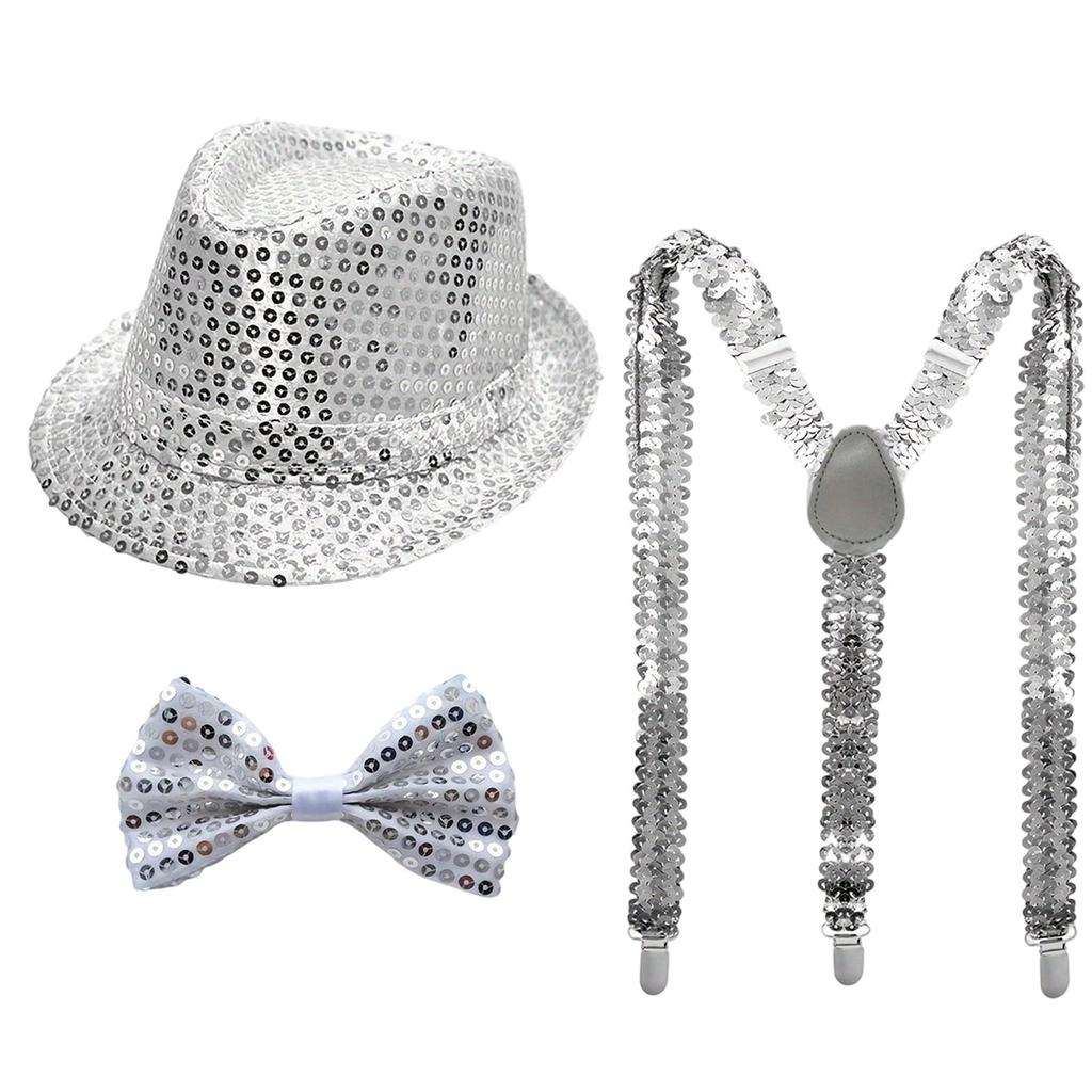 Performance Props: Sequined Hat, Tie, Gloves, Suspenders, Men's Suit