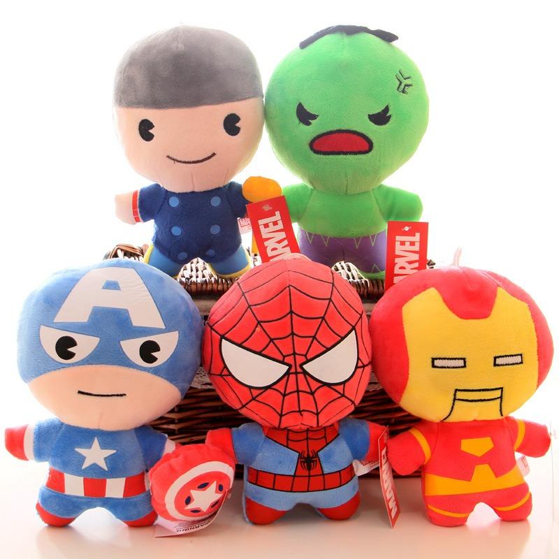 Bandai 12Cm Q Version Avengers Doll Avengers League League Captain America Spider-Man Plush Toy Boys Birthday Gift