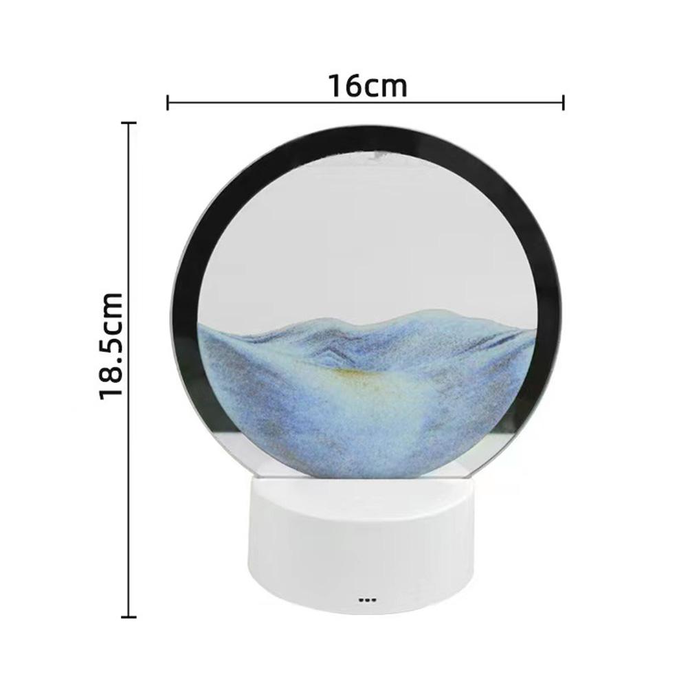 Moving Sand Art Picture Round Table Lamp 3D Dynamic Sand Painting Dynamic Sand Night Light Home Decoration Gift
