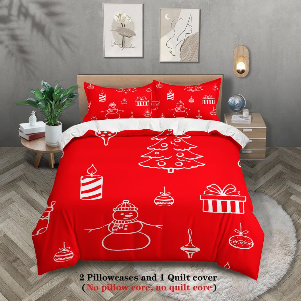 Merry Christmas Bedding Set Christmas Duvet Cover Set Single Twin Queen King Size No Filling Christmas Gift For Kids Girls