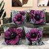 Gray and Purple Flowers Digital Printing Pillow Cover Short Plush Suitable Living Rooms Bedrooms Sofas Throw Cushion Cover 4pcs