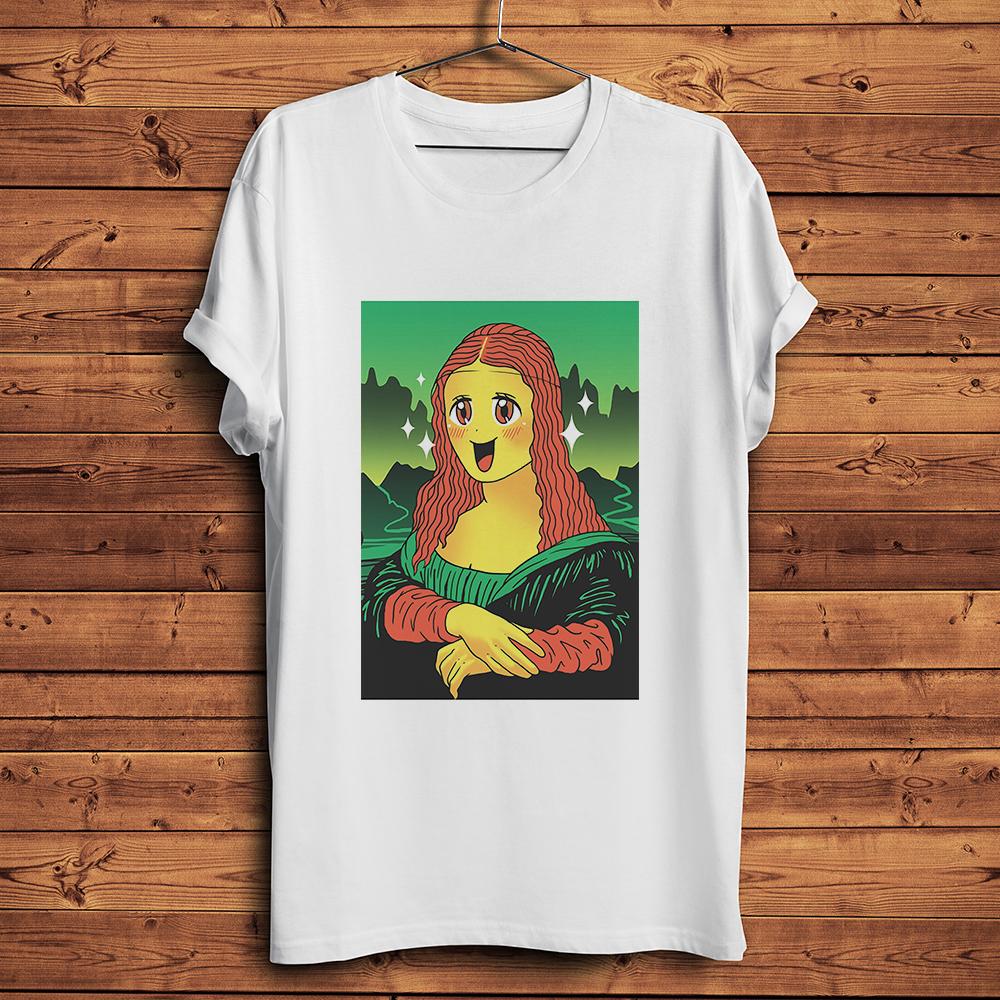 amusing Mona Lisa Monalisa funny artistic tshirt summer short sleeve t shirt Unisex white vintage casual tshirt unisex streetwear S