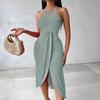 Damenmode, Sommer, Frühling, ärmellos, O-Ausschnitt, hohe Taille, Freizeitkleider