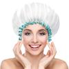 Large Female Shower Cap Solid Satin Double Layer Waterproof Bath Cap Peva Hair Baking Oil Cap Care Cap Shower Cap