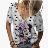 Camiseta casual de manga corta con estampado de gato lindo 3D para mujer