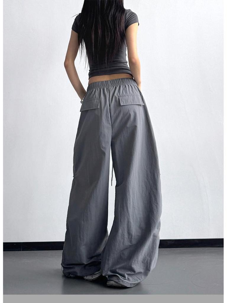 Women's Pink High-Waisted Wide-Leg Pleated Pants - Spring/Autumn 2026 Loose Fit Casual Style