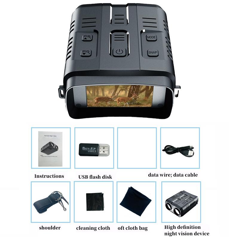 

N009 Зовнішній 4K HD Бінокль Пристрій Нічного Бачення 800м Інфрачервоний 2160P HD 10X Цифровий Зум Мисливський Телескоп Фото Відео Запис чорний