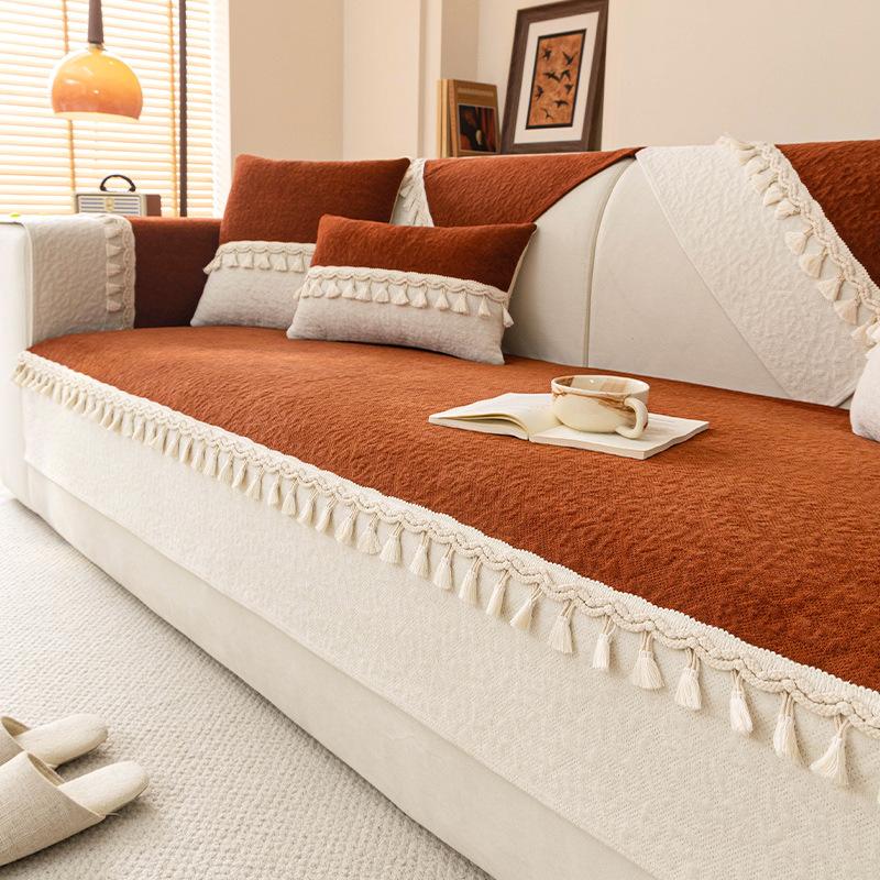 

Chenier Atmosphere Sofa Cushion New Four-Season Universal High-End Seat Cushion Fixed Non-Slip Cover Cloth 70*70cm