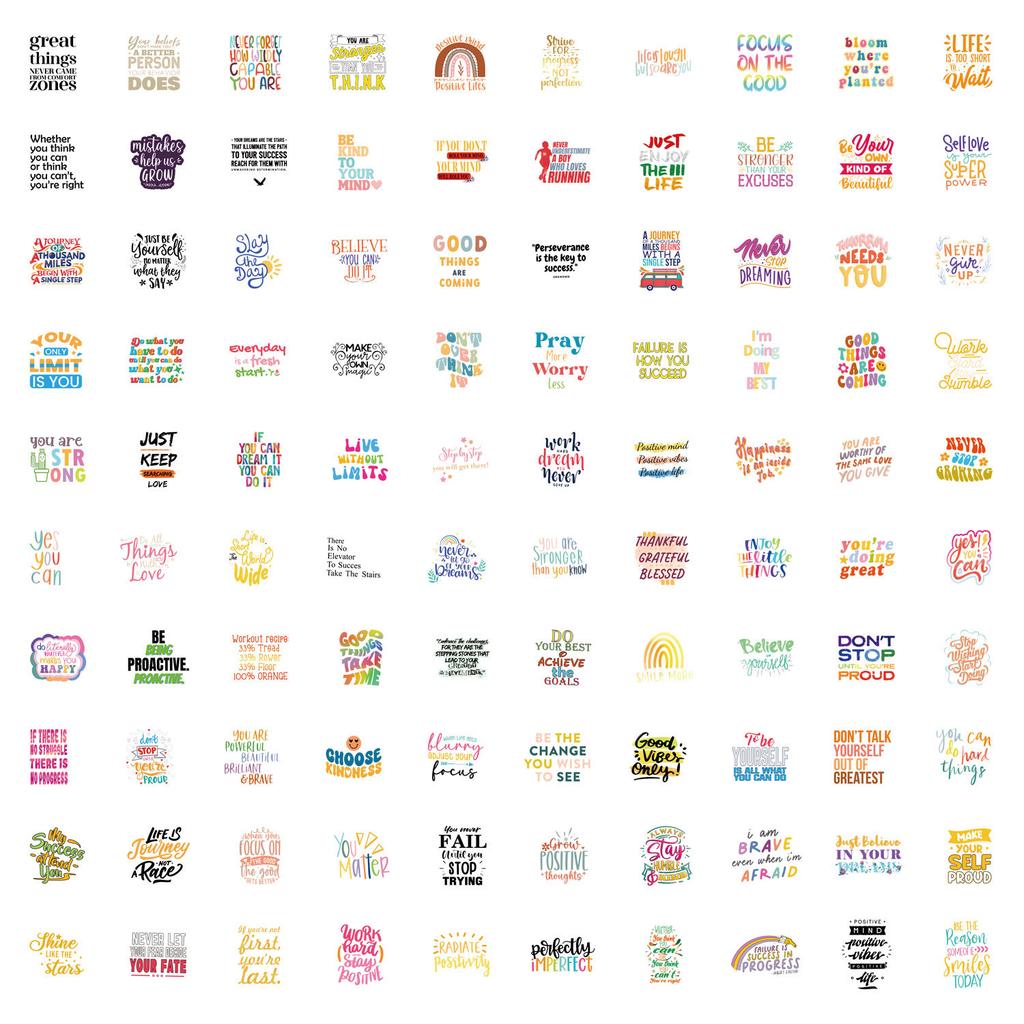 100 New Inspirational Writing Graffiti Stickers Suitcase Mobile Phone Stickers