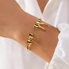 New Classic Sun Moon Pattern Open Bangles Bracelet For Women Gold Color Stainless Steel Heart Cuff Bracelet Hand Ornament Gift