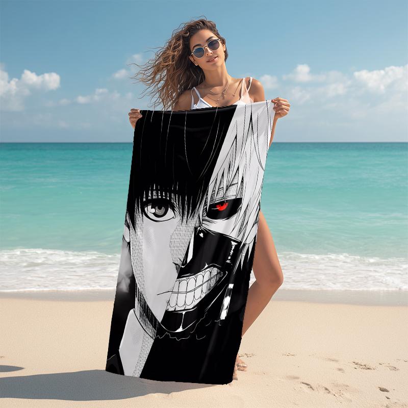 1Pc Tokyo Ghoul Artwork Beach Towel Microfiber Beach Towel Thin Absorbent For Beach Swimming Yoga Bath Sports 091757
