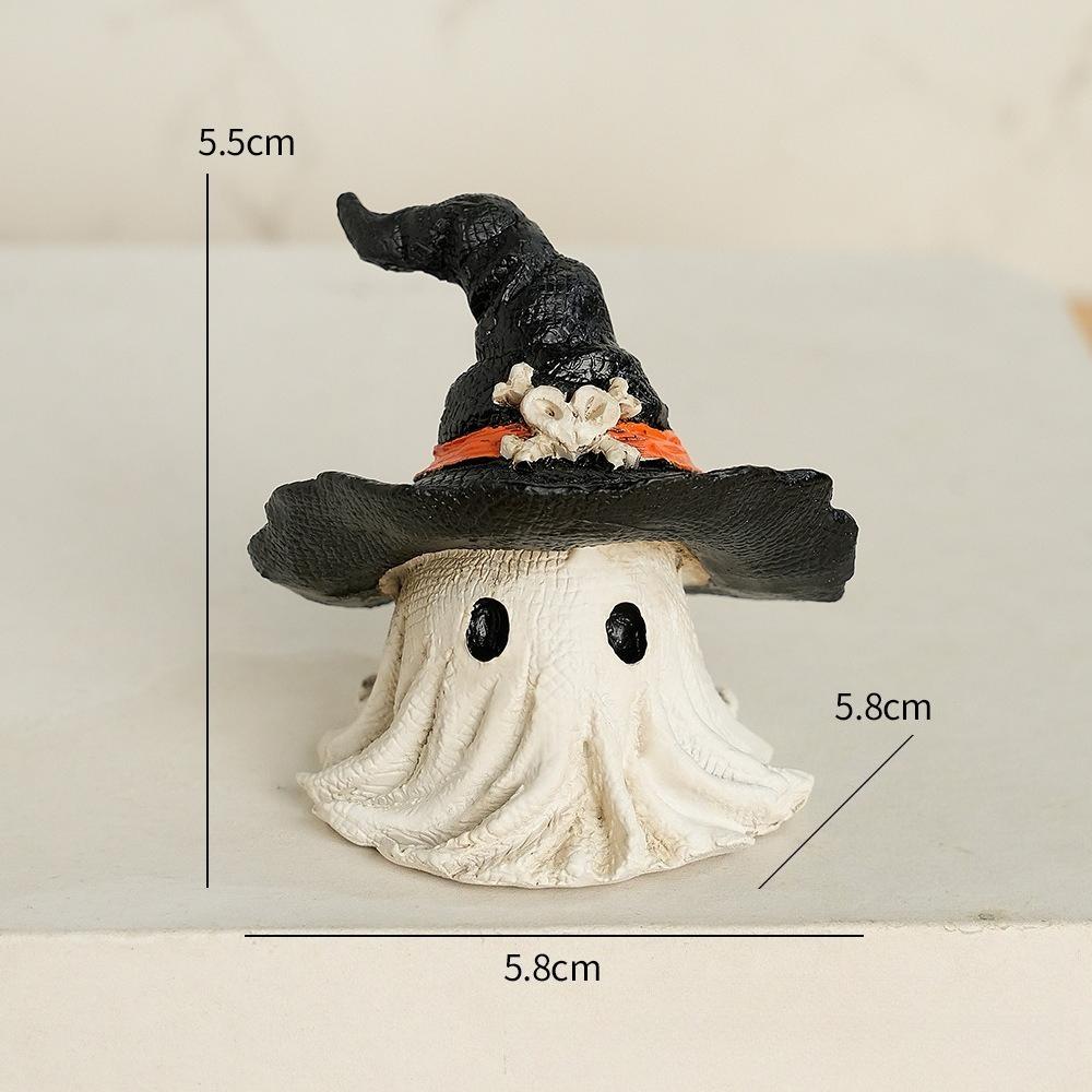 

1PC Halloween Horror Hat Ghost Resin Craft Home Decor Scary Ornament Decoration Party Gift Spooky Collectible Art Fairy Garden