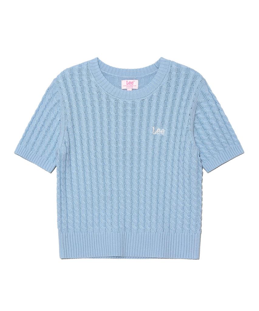 LEE Women'S Cable Crop Knit Sky Blue