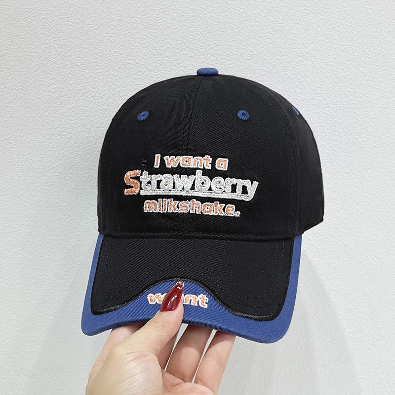 Retro Color-block Baseball Cap for Women Korean Version Makes Face Look Smaller Versatile Soft Top Peaked Cap Japanese Style Wide Brim Hat